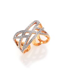 Ginette NY | Multicolor Diamond & 18k Rose Gold Volute Ring | Lyst