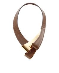 Marni | Brown Tan Leather And Brass Necklace | Lyst