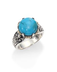 Konstantino | Blue Hermione Turquoise, 18K Yellow Gold & Sterling Silver Large Bezel Ring | Lyst