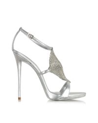 Giuseppe Zanotti | Silver Metallic Leather And Crystal Sandal | Lyst
