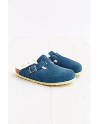 Birkenstock Boston Sherpa-Lined Mule Sandal in Blue | Lyst