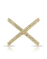 Anne Sisteron | Metallic 14kt Yellow Gold Diamond X Bandeau Ring | Lyst