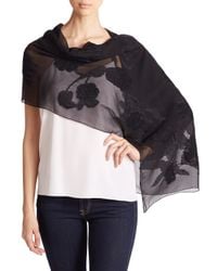 Alexander McQueen | Black Tweed Roses Silk-blend Shawl | Lyst