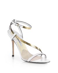 Brian Atwood | White Cecile Leather Chainstrap Sandals | Lyst