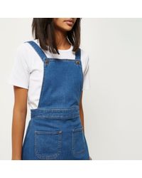 river island denim dungaree dress