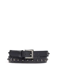 Valentino | Gray 'rockstud' Double Wrap Leather Bracelet for Men | Lyst