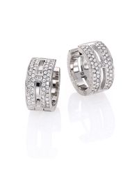 Michael Kors | Metallic Heritage Maritime Pavé Silvertone Huggie Hoop Earrings/0.5 | Lyst