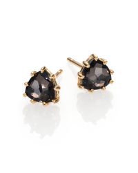 KALAN by Suzanne Kalan | Black Night Quartz & 14k Yellow Gold Trillion Stud Earrings | Lyst