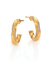 Mija | Metallic Pavé White Sapphire Twisted Hoop Earrings/0.7 | Lyst