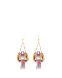 Scho | Pink Electroplate Crystal Drop Earrings | Lyst