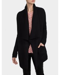 White + Warren Black Cascading Shaker Cardigan