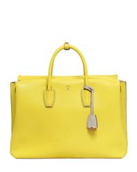 MCM | Yellow Milla Leather Top Handle Bag | Lyst