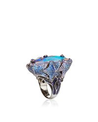 Lydia Courteille | Blue 18k Black Gold Deep Sea Ring with Opal and Sapphires | Lyst