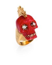 Alexander McQueen | Red Crystal Skull Punk Ring | Lyst