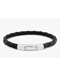 Tateossian - Black Double Wrap Scoubidou Red Leather Bracelet With 18k Rose Gold Clasp for Men - Lyst
