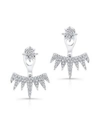 Anne Sisteron - Metallic 14kt White Gold Diamond Spiked Tiara Floating Earrings - Lyst