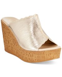 Callisto Vashon Platform Wedge Sandals In Metallic Lyst callisto vashon platform wedge sandals in metallic lyst