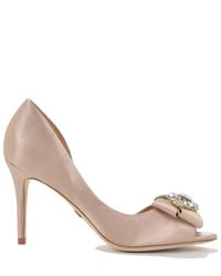 Badgley Mischka | Pink Reality Satin Embelished Evening Shoe | Lyst