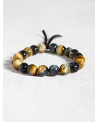 John Varvatos | Brown Natural Tigers Eye Bracelet With Leather Detail for Men | Lyst