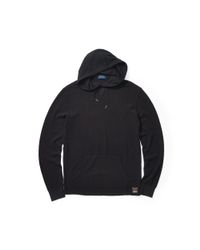 Polo Ralph Lauren | Black Waffle-knit Cotton Hoodie for Men | Lyst