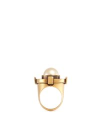 Alexander McQueen | Metallic Military Glass Pearl Brass Ring | Lyst