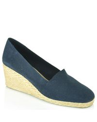 Andre Assous | Blue Canvas Espadrille Wedge | Lyst