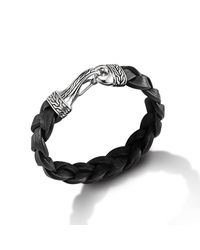 John Hardy | Hook Bracelet On Black Braided Leather Cord for Men | Lyst