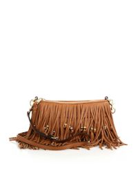 Rebecca Minkoff | Brown Finn Beaded Fringed Convertible Leather Crossbody Bag | Lyst