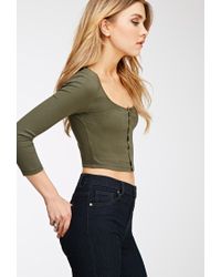 olive green crop top long sleeve