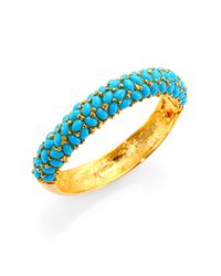 Kenneth Jay Lane | Metallic Cabochon Cluster Bangle Bracelet | Lyst