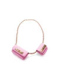 Moschino | Pink Belt Purses W Quilted Letters | Lyst