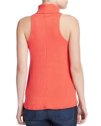 Free people Turtleneck Tank Top in Pink (Hot Coral) | Lyst