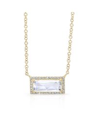 Anne Sisteron - 14kt Yellow Gold Rectangle White Topaz Diamond Necklace - Lyst