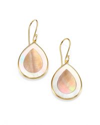 Ippolita | Metallic Polished Rock Candy Brown Shell, Mother-Of-Pearl & 18K Yellow Gold Teardrop Earrings | Lyst