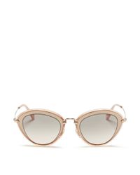 Miu Miu | Natural 'noir' Capped Acetate Metal Sunglasses | Lyst