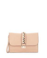 Valentino Black Lock Rockstud Vitello Clutch Bag