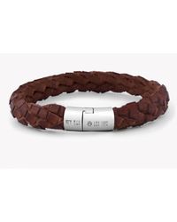 Tateossian - Bohemian Cobra Bracelet In Brown Leather With Silver Clasp for Men - Lyst