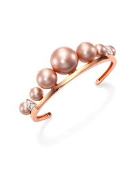 Ca&Lou | Pink Stella Crystal & Faux Pearl Cuff Bracelet | Lyst