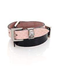 Alexander McQueen | Pink Snakeskin Three-buckle Wrap Bracelet | Lyst