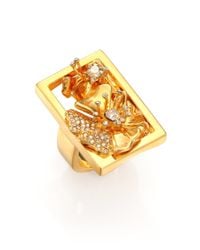 Alexander McQueen | Metallic Framed Poppy Ring | Lyst