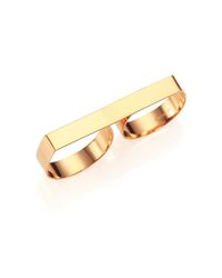 Ginette NY | Metallic 18k Rose Gold Baguette Double Ring | Lyst