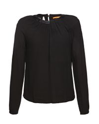 BOSS Orange Black 'elazy' | Crepe Vegan Trim Blouse