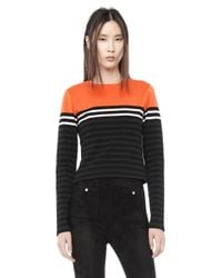 Alexander Wang | Black Engineered Stripe Long Sleeve Tee | Lyst