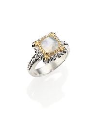 Konstantino | Metallic Erato Labradorite, 18k Yellow Gold & Sterling Silver Square Ring | Lyst