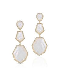 Anne Sisteron - White 14kt Yellow Gold Mother Of Pearl Diamond Ice Earrings - Lyst