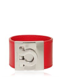 Ferragamo | Red Gancino Leather Cuff Bracelet | Lyst