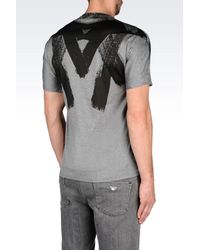 Emporio Armani | Gray Brush Stroke Print T-shirt for Men | Lyst