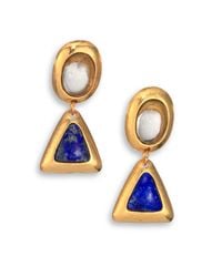 Stephanie Kantis | Metallic Crush Smoky Topaz & Lapis Triangle Drop Earrings | Lyst
