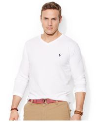 Polo Ralph Lauren Big And Tall Long-Sleeve V-Neck T-Shirt in White for ...
