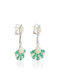 Sutra | Green Emerald And Opal Drop Earrings | Lyst